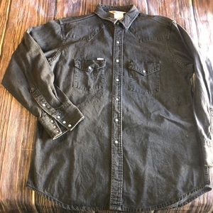 Vtg 90’s Carhartt Pearl-Snap rugged wear western shirt size xl ( tall) workwear